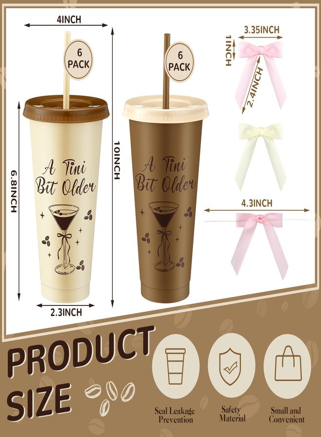 Jingmore 12 Pcs Martini Party Tini Bit Older Cups Plastic Cup 24oz a Plastic tumbler with Lids and Straws for Martini Birthday Decoration Bachelorette Bridal Shower Party Supplies(Coffee) - Image 2