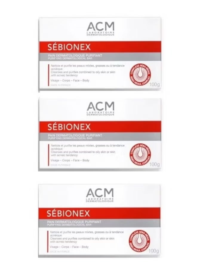 أيه سي أم صابون منظف ومنقي للبشرة المختلطة والدهنية 100 جرام من اي سي ام 3 قطع - Image 1