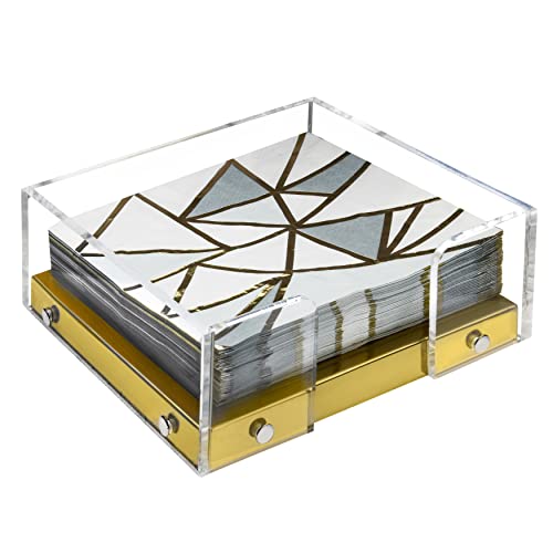 Tribello Modern Napkin Holder for Kitchen, Sitting Napkin Holder for Tables, Clear Acrylic and Steel Base Kitchen & - Image 2