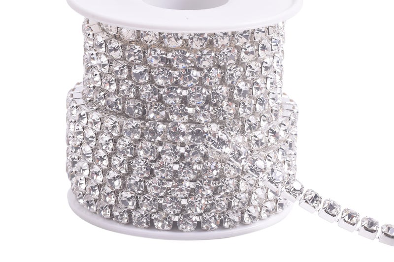 KAOYOO 5 Yards 5MM Crystal Rhinestone Close Chain Trim for Sewing CraftsDIY Decoration