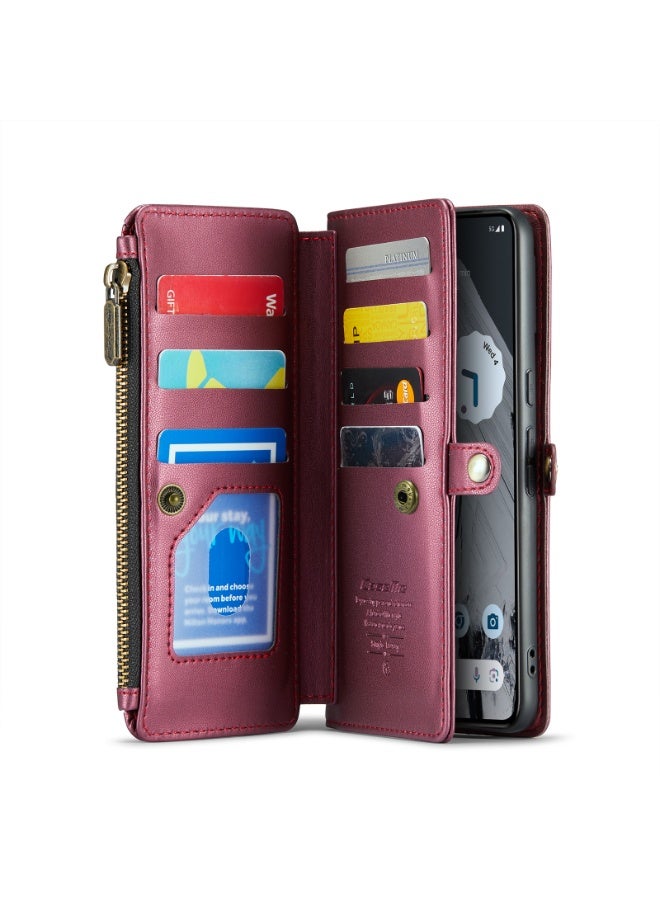 general Wallet Style Phone Case Compatible Pixel 10/10 Pro RFID Blocking 10 Card Holder Soft PU Leather Magnetic Snap Closure Shoulder Strap Zipper Pocket Phone Case for Pixel 10/10 Pro - Image 2
