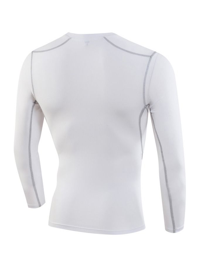 نيبمينينت Men Quick Dry Breathable Elastic Long Sleeve Shirt White - Image 2