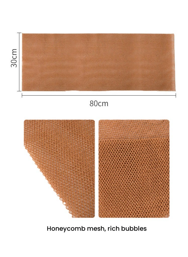 2-piece African Bath Towel Exfoliating Bath Back Towel Long Soft Grid Foaming Net (Brown + Blue) - Image 5
