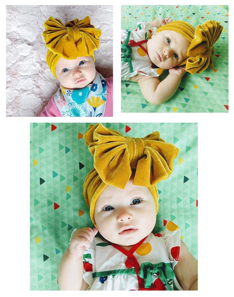 inSowni 10 Pack Solid Stretchy Velvet Big Bow Wide Headbands Headwraps Accessories for Baby Girls Toddlers Newborns Infants Kids - Image 2