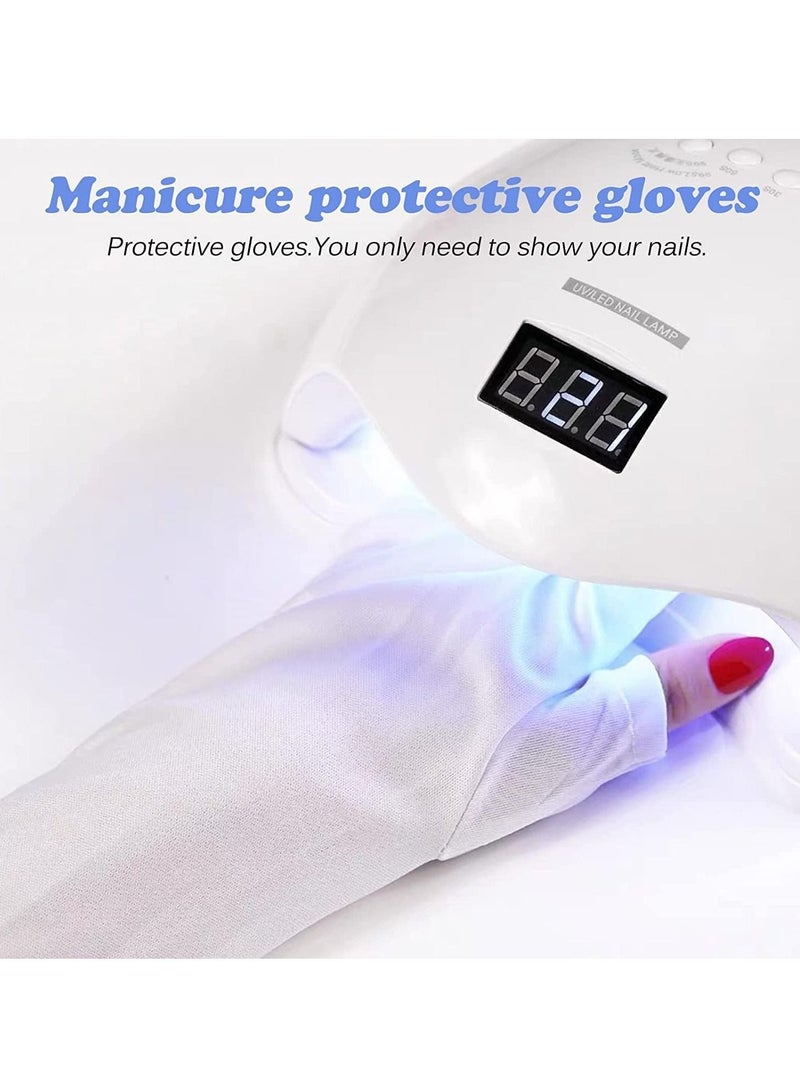 NIBEMINENT Nail Gloves Uv Protection Gel Manicures Glove Sunblock UV Shield Fingerless for Light Lamp Manicure Dryer 2 Pairs - Image 3