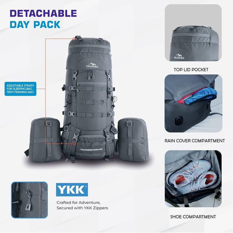 Trawoc حقيبة ظهر TRAWOC THUNDERSTORM 90L بإطار داخلي - Image 4