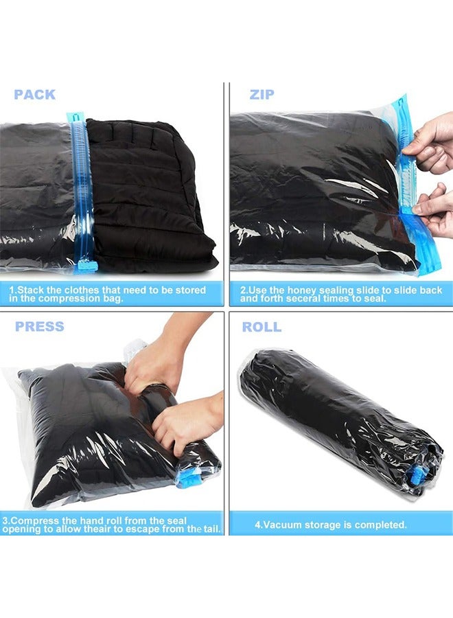 10Pcs Compression Bags for Travel, Travel Essentials, No Vacuum or Pump Needed Space Saver Bags, Vacuum Storage Bags for Travel Accessorie, Travel and Home Packing Organizers (transparent) - Image 4