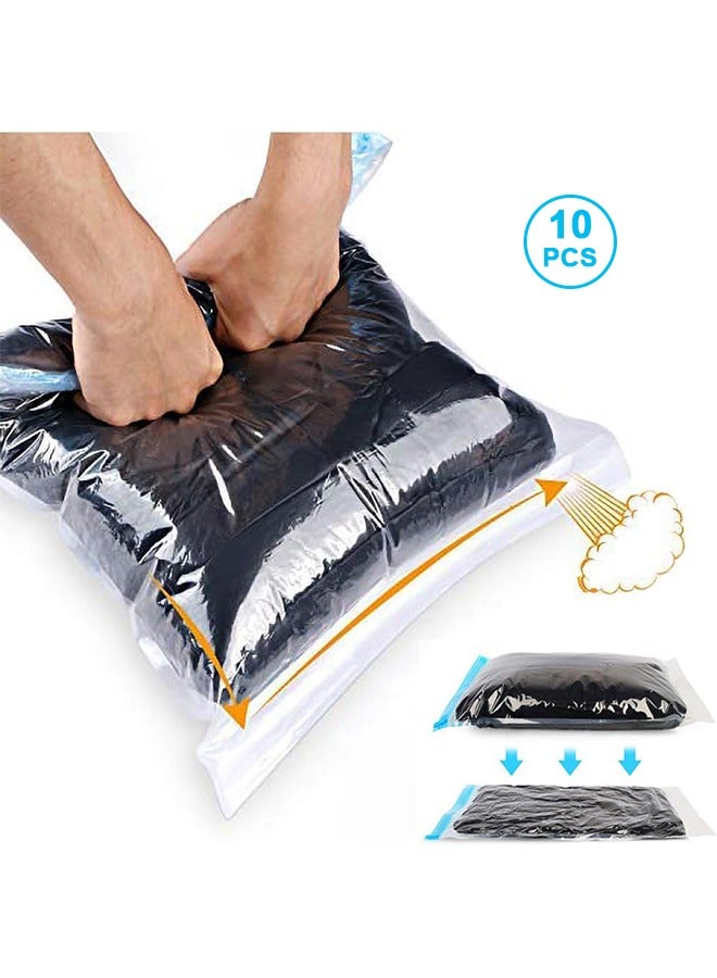 10Pcs Compression Bags for Travel, Travel Essentials, No Vacuum or Pump Needed Space Saver Bags, Vacuum Storage Bags for Travel Accessorie, Travel and Home Packing Organizers (transparent) - Image 1