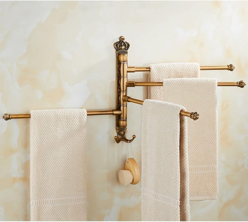 Vintage Wall-Mounted Towel Rack - 4-bar Swivel Towel Holder, Premium Bronze Folding Arm Storage Organizer for Bathroom, Space-Saving Design Blue 3Bars - Image 2