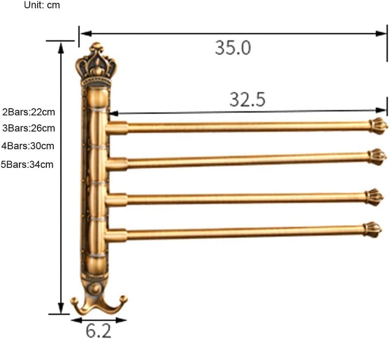 Vintage Wall-Mounted Towel Rack - 4-bar Swivel Towel Holder, Premium Bronze Folding Arm Storage Organizer for Bathroom, Space-Saving Design Blue 3Bars - Image 4