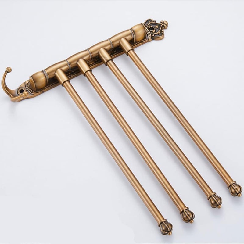 Vintage Wall-Mounted Towel Rack - 4-bar Swivel Towel Holder, Premium Bronze Folding Arm Storage Organizer for Bathroom, Space-Saving Design Blue 3Bars - Image 5