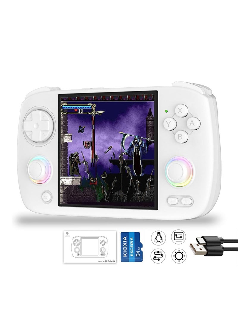ANBERNIC  RG CubeXX Retro Handheld Game Console 3.95 Inch IPS Screen Linux System Built In 128G TF Card 5056 Games Support HDMI TV Output 5G WiFi Bluetooth 4.2 (White)  - Image 1