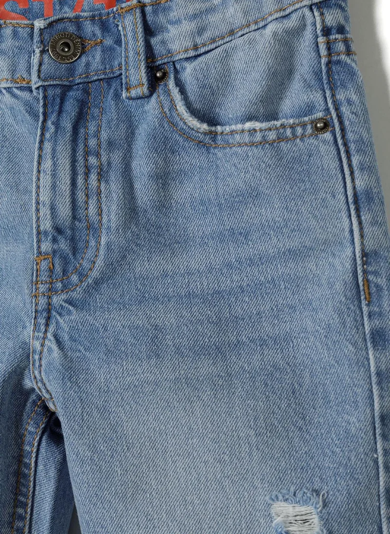 MINOTI Teen Boys Denim Jeans with Distressed Detail and Print