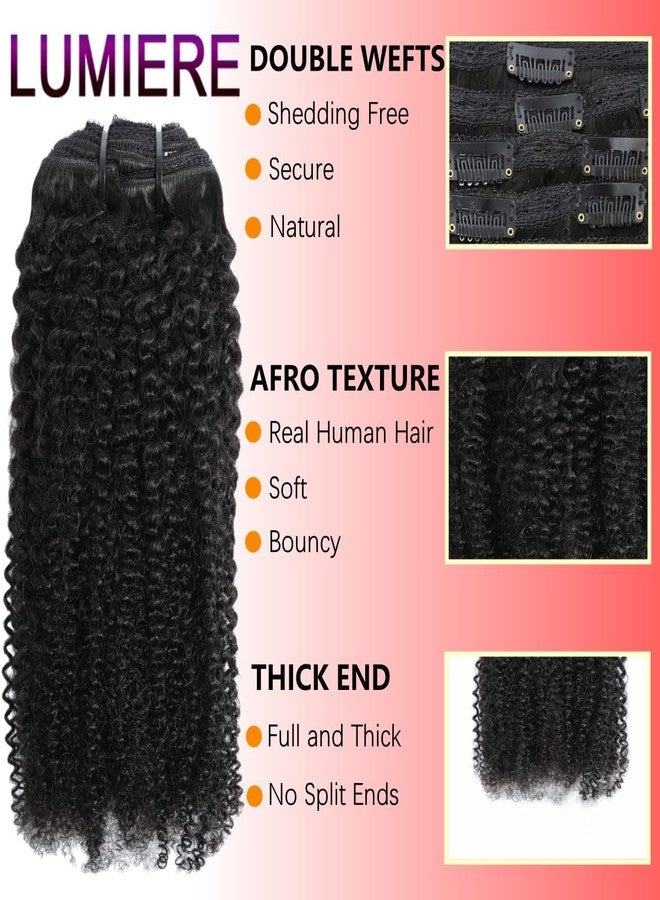 Lumiere Curly Clip In Hair Extensions, 4B 4C Afro Kinky Curly Clip Ins Seamless Clip In Extensions Black Women 8 Pcs With 20 Clips Brazilian Remy Hair Natural Color 120g 14Inch - Image 3