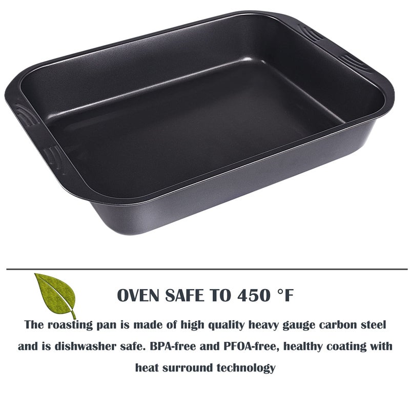 Kitcom Bakeware Nonstick Roaster  Nonstick Roasting Pan With Rack  Great For Roast Chicken  Roasts And Turkeys - 15 Inch X 11 Inch (5.8 Qt)  Gray - Image 4