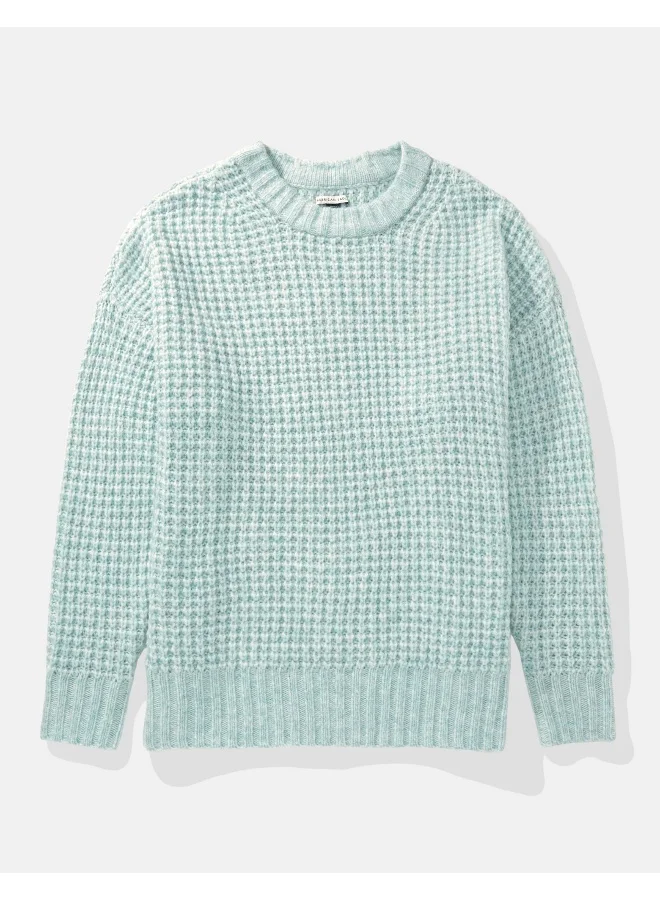American Eagle AE Oversized Waffle Crewneck Sweater
