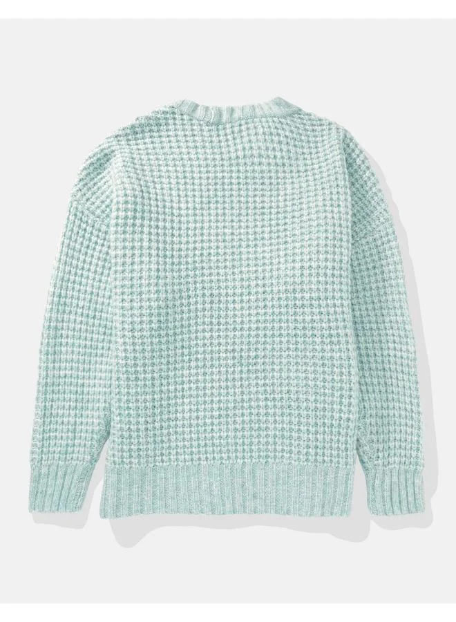 American Eagle AE Oversized Waffle Crewneck Sweater