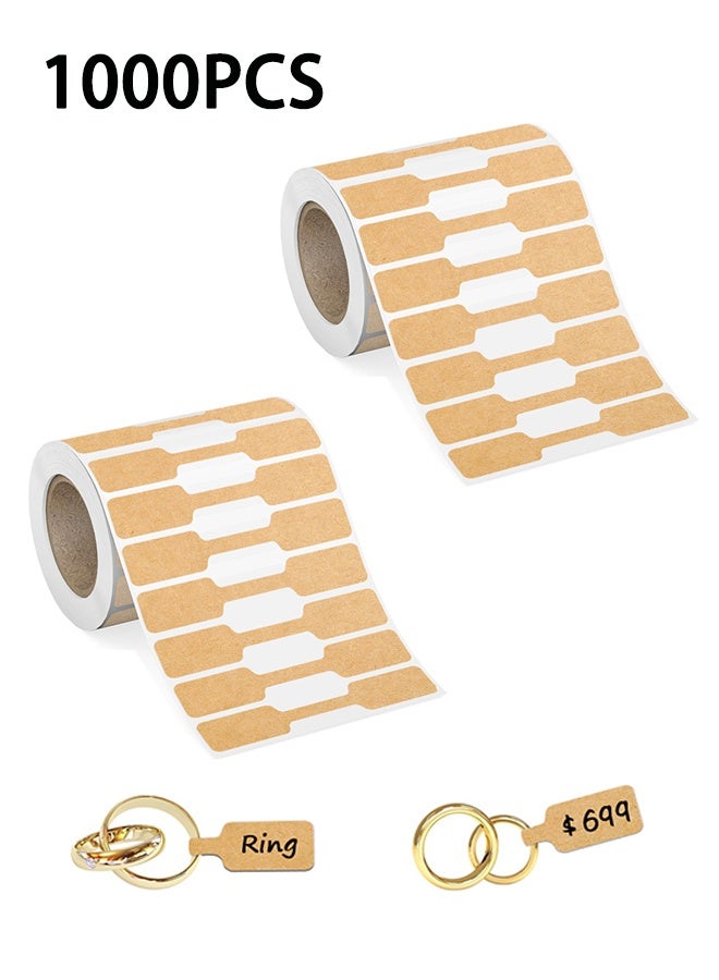 1000pcs Jewelry Price Tag Sticker Roll for Necklace Ring Display Label, Blank Self Adhesive Identification Label, Price Tag Label Accessories Display Paper, Jewelry Label Sticker for Bracelet, Ring, Garment Display (2 Rolls, 500 Labels/Roll) - Image 1