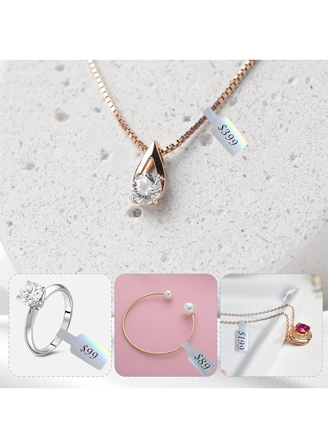 1000pcs Jewelry Price Tag Sticker Roll for Necklace Ring Display Label, Blank Self Adhesive Identification Label, Price Tag Label Accessories Display Paper, Jewelry Label Sticker for Bracelet, Ring, Garment Display (2 Rolls, 500 Labels/Roll) - Image 3