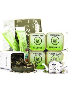 Sampler Kit - Slimming Kit With Tie Kuan Yin Japan Sencha Conpalo Pai Mu Dan Claritea in Tea sealed Can and 2 sachet of Matcha Exclusive Stainless Steel Strainer.