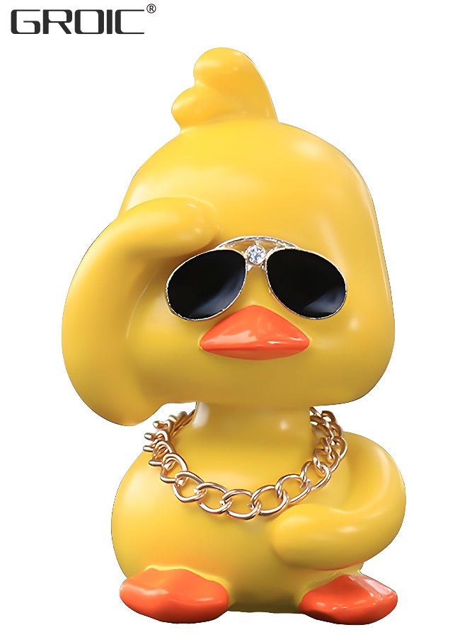 GROIC Cute Yellow Duck Toy Car Ornaments Cool Duck Car Dashboard Decorations Shaking Head Doll - Image 1