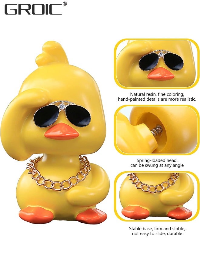 GROIC Cute Yellow Duck Toy Car Ornaments Cool Duck Car Dashboard Decorations Shaking Head Doll - Image 3