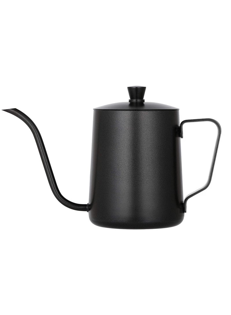 HOME-MART Coffee Pour Over Kettle 350ml/12oz with Lid, 304 Stainless Steel Coffee Maker Tea Pot with Gooseneck Long Narrow Drip Spout (Black)
