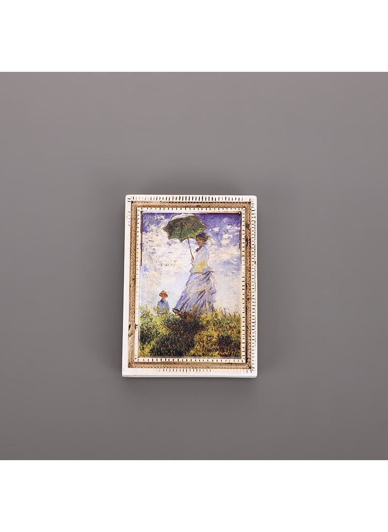 بيوينتي 3D Classic Art Fridge Magnets Resin Retro Frame-Woman with Umbrella 