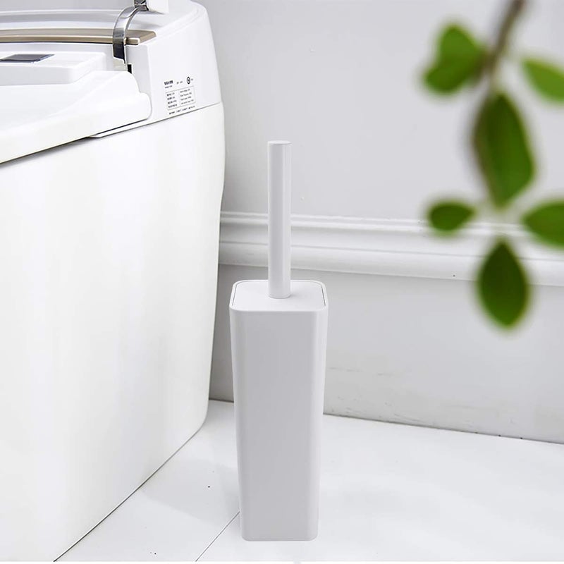 Topsky 2-Pack Closed Toilet Brush Compact Toilet Brush and Holder, Plastic (White) - Image 2