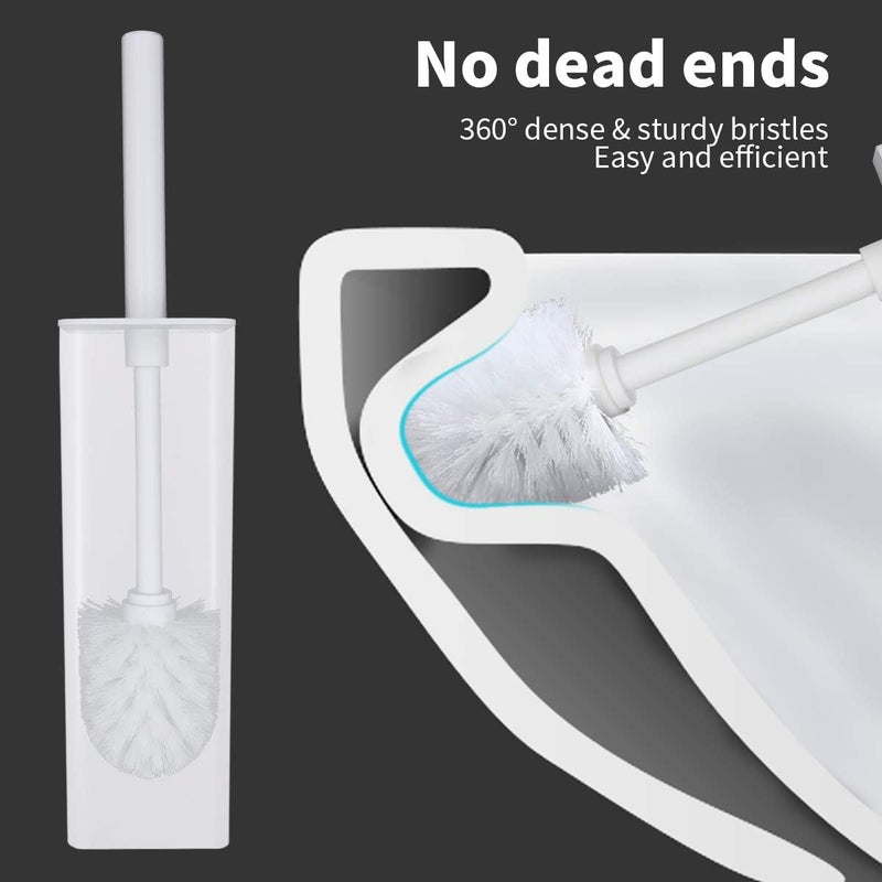 Topsky 2-Pack Closed Toilet Brush Compact Toilet Brush and Holder, Plastic (White) - Image 4