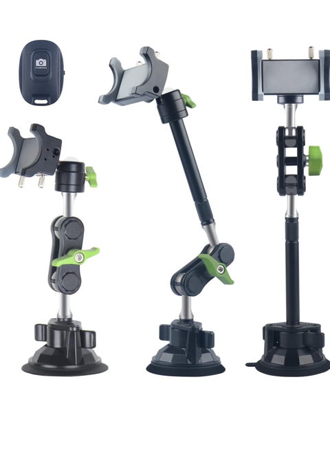 NEW Car Phone Mount for Video Recording – Universal Magic Arm Suction Holder for Windshield, Dashboard u0026 Vlog Shooting – Compatible with All Smartphones