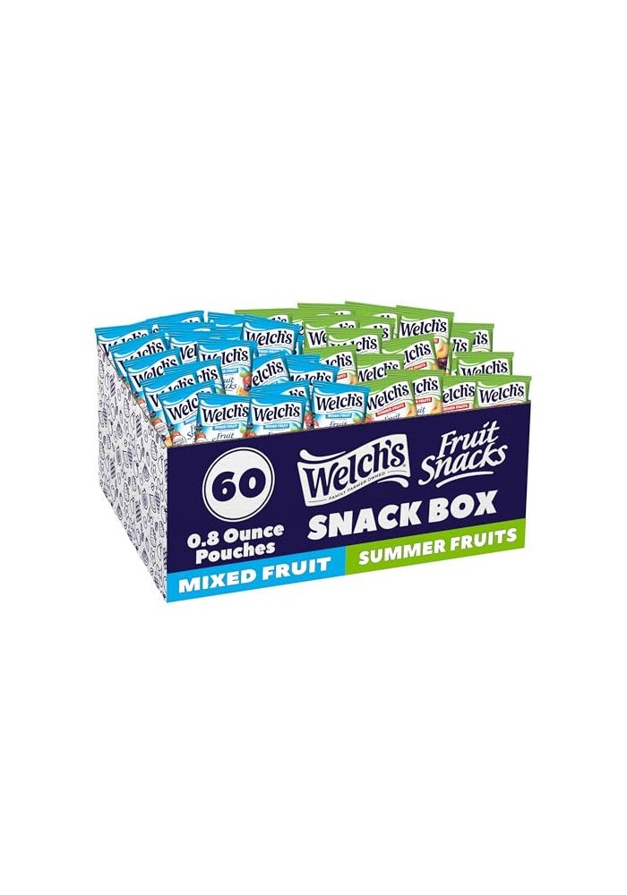 Welch's Welchs Fruit Snacks Mixed Fruit  Summer Fruits Snack Box Gluten Free 08oz Snack Packs Pack of 60 - Image 1