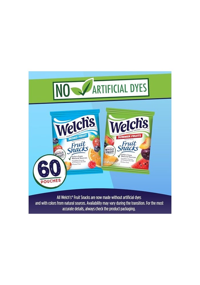Welch's Welchs Fruit Snacks Mixed Fruit  Summer Fruits Snack Box Gluten Free 08oz Snack Packs Pack of 60 - Image 5