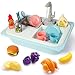 Asweets Color Changing Kitchen Sink Toys Toddler Sink Toys with Running Water Pretend Play Toys with Upgraded Faucet Automatic Water Cycle System Blue - Image 2
