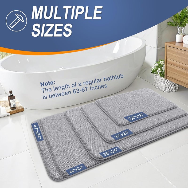 OLANLY Thick Memory Foam Bath Mat Rug 24x16, Extra Soft Absorbent Bathroom Rug, Quick Dry Bath Mats, Non-Slip, Machine Washable Carpet for Bathroom, Tub and Shower, Home Decor Accessories, Grey - Image 5