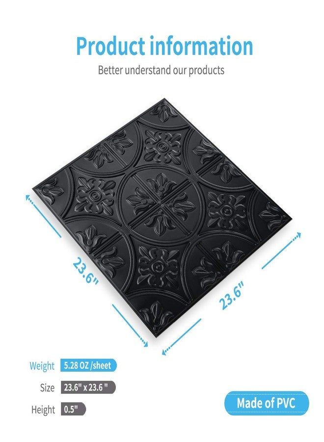 Art3d 12 (Pack Of 12) Wall Panel Traditional, Black - Image 4