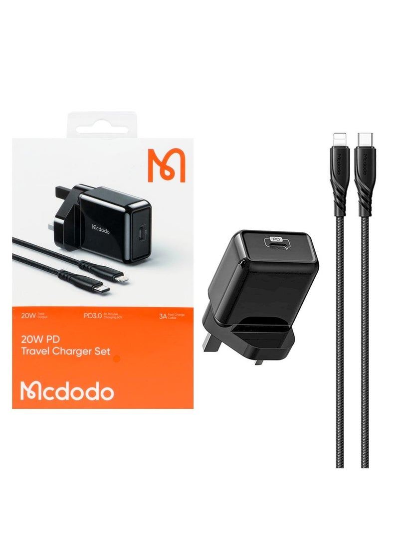 مكدودو مجموعة شاحن السفر MCDODO CH-6692 20W PD مع كابل من النوع C إلى Lightning - Image 1