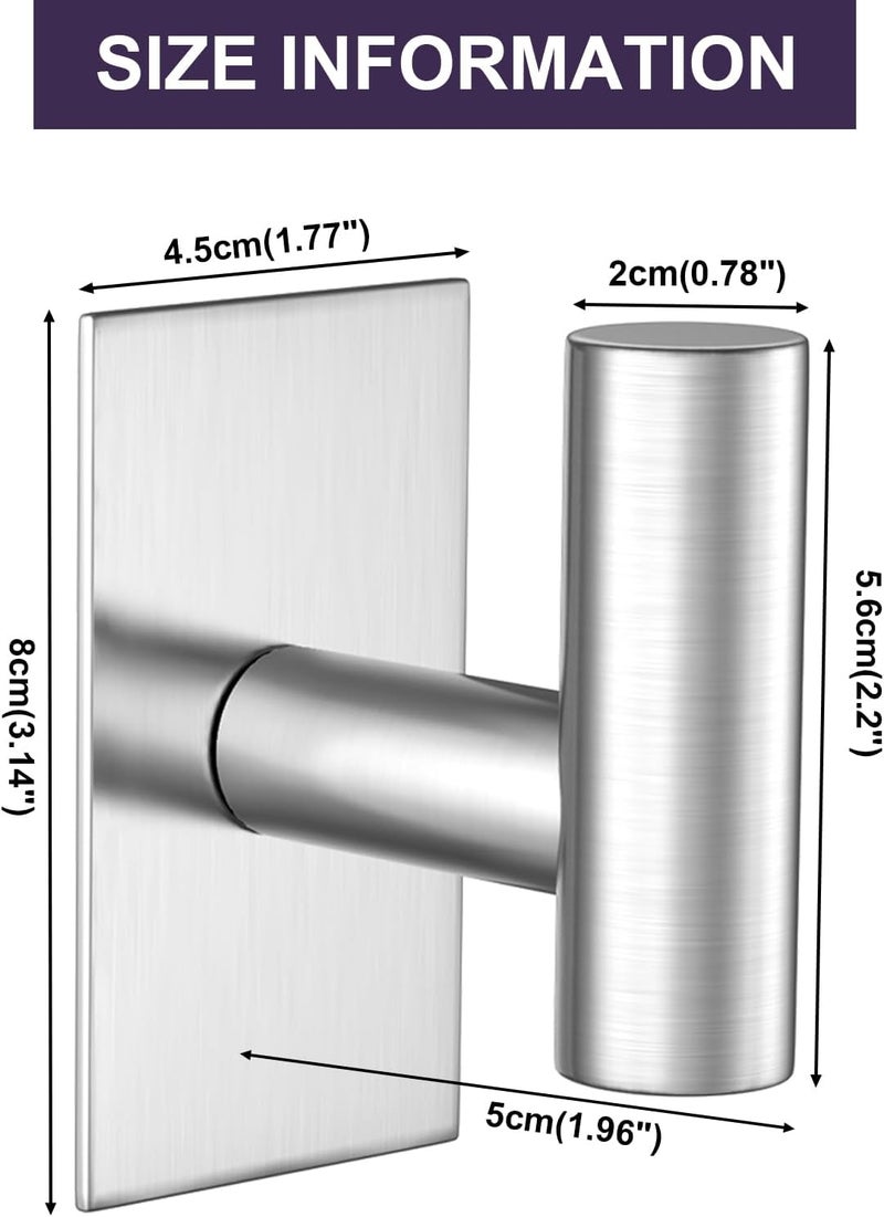 VAEHOLD Wall Towel Hooks, Heavy Duty Sticky Holder Waterproof Towel Hooks for Hanging Coat, Clothes, Closet Hook Wall Mount for Kitchen (Silver, 2 Pack) - Image 5