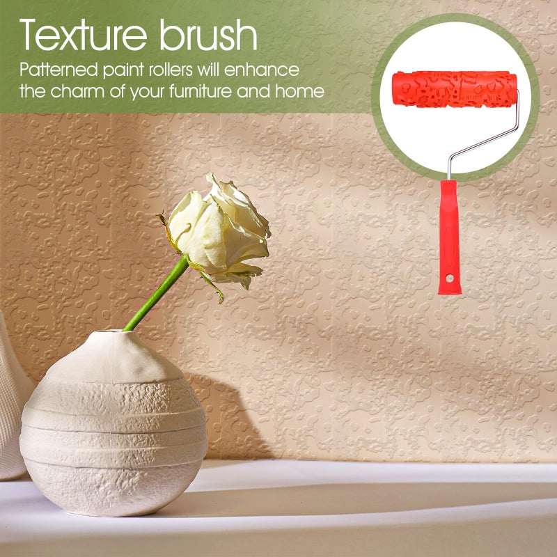MBAIYO 2 Pcs 7'' Textured Paint Roller, Rubber Pattern Paint Texture Roller Drywall Texture Rollers for Ceiling Mud Clay Furniture Wall Decoration(EG323T) - Image 5