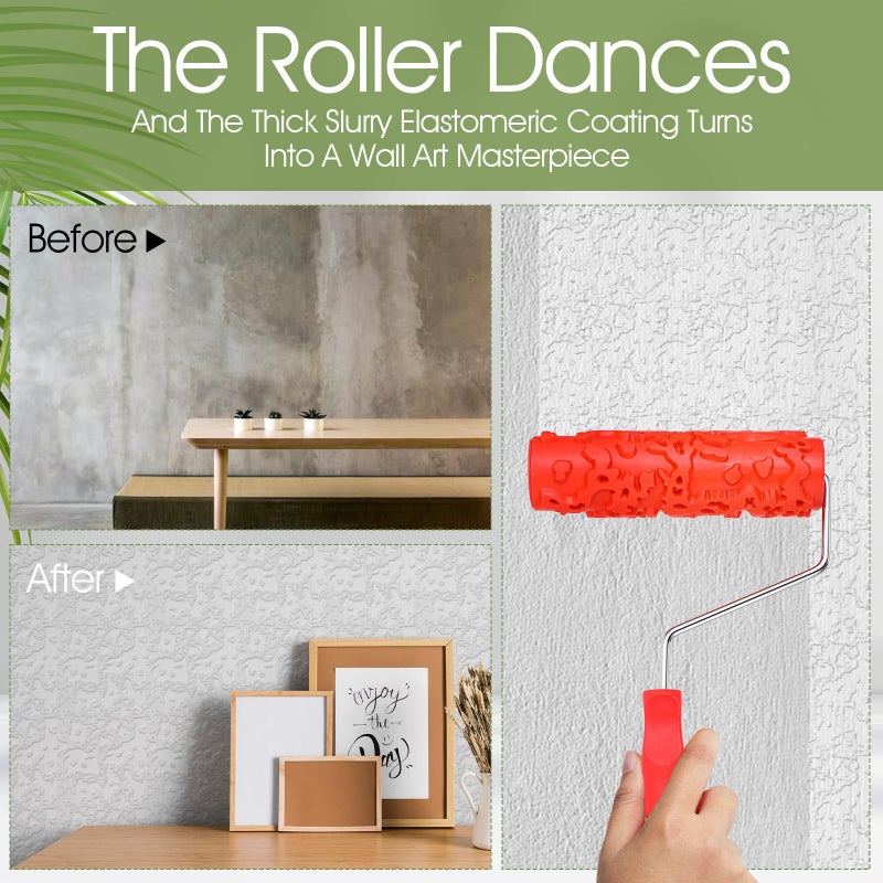 MBAIYO 2 Pcs 7'' Textured Paint Roller, Rubber Pattern Paint Texture Roller Drywall Texture Rollers for Ceiling Mud Clay Furniture Wall Decoration(EG323T) - Image 2