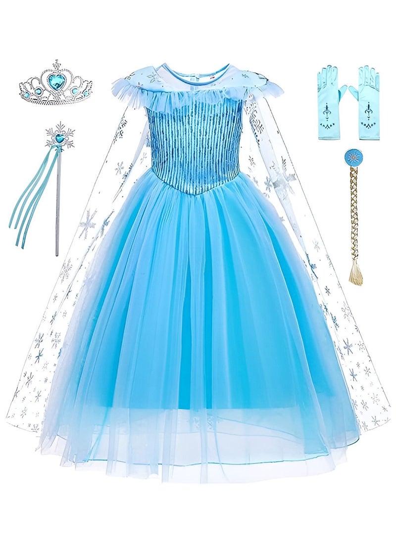 Generic - Princess Elsa Dress for Girls Frozen Elsa Costume for Girls Birthday Party Dress Up Clothes - Image 1