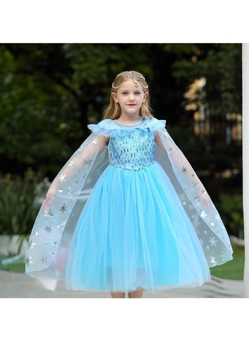 Generic - Princess Elsa Dress for Girls Frozen Elsa Costume for Girls Birthday Party Dress Up Clothes - Image 1