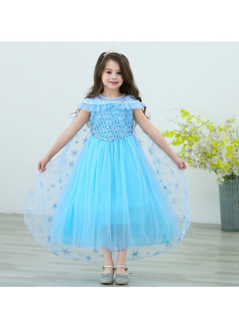 Generic - Princess Elsa Dress for Girls Frozen Elsa Costume for Girls Birthday Party Dress Up Clothes - Image 1