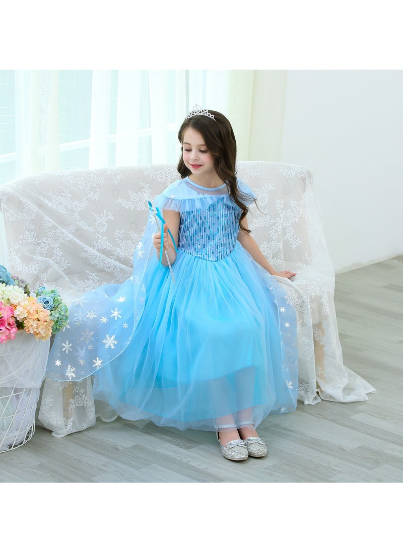 Generic - Princess Elsa Dress for Girls Frozen Elsa Costume for Girls Birthday Party Dress Up Clothes - Image 1