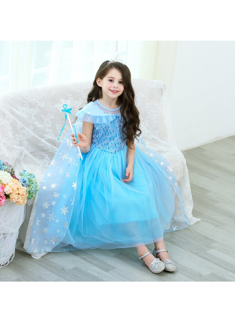 Generic - Princess Elsa Dress for Girls Frozen Elsa Costume for Girls Birthday Party Dress Up Clothes - Image 1