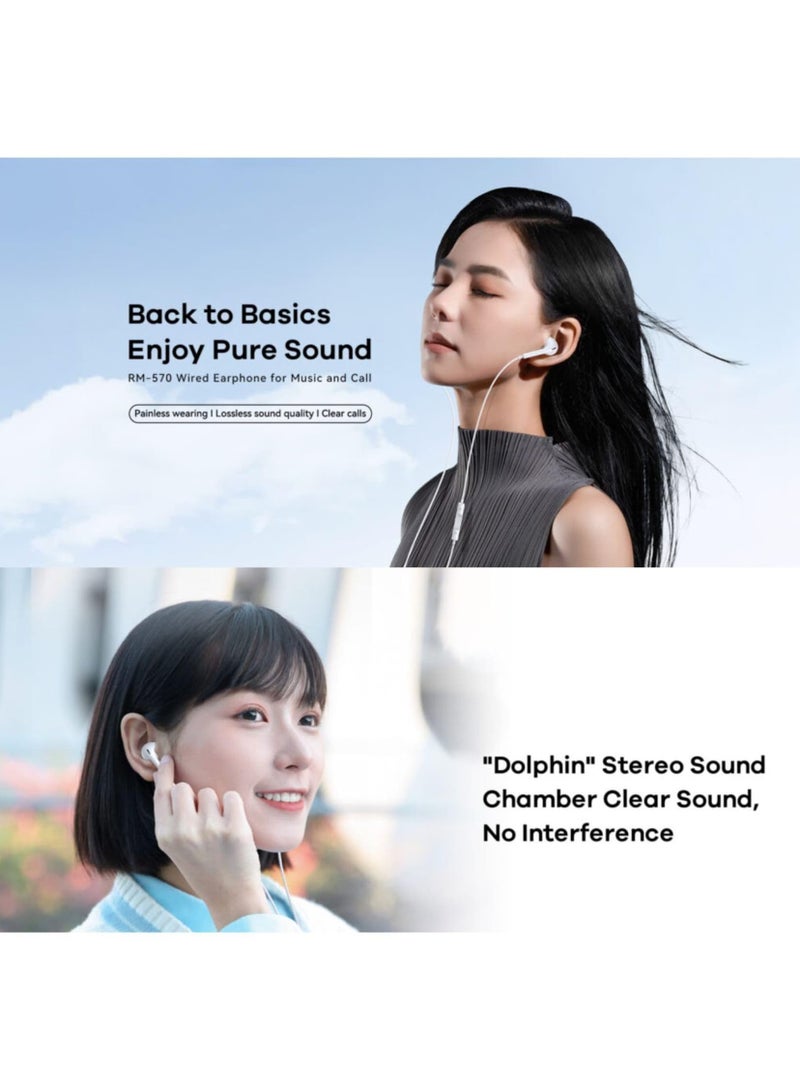 REMAX RM-570A Type-C Wired Earphone For Music & Call (1.2M)