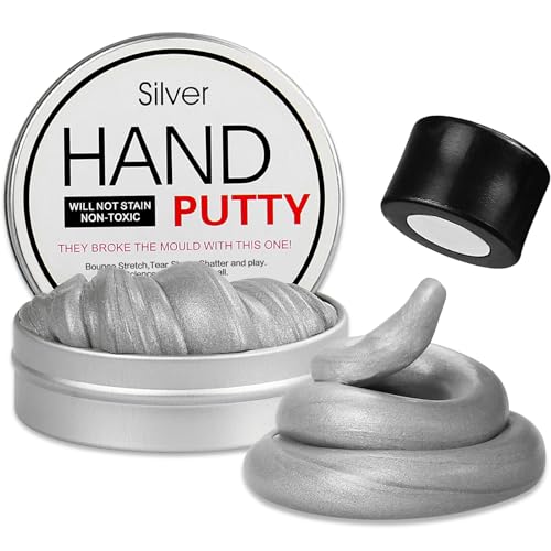 Arfun Magnetic Slime Putty Soft Magic Slime Hand Therapy Putty Fidget Game Stress Relief Thinking Educational Toy with Upgraded Magnet Gift for Boys Girls Adults Silver - Image 1