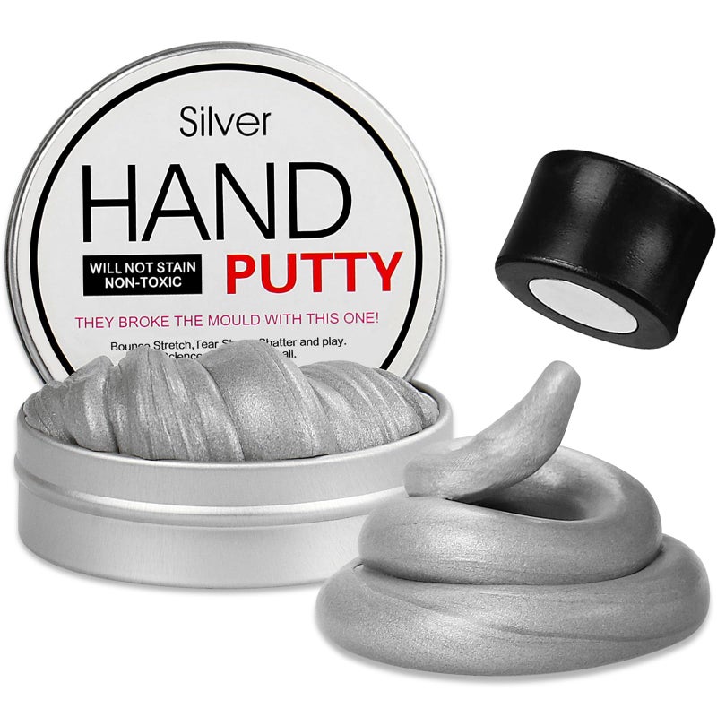Arfun Magnetic Slime Putty Soft Magic Slime Hand Therapy Putty Fidget Game Stress Relief Thinking Educational Toy with Upgraded Magnet Gift for Boys Girls Adults Silver - Image 4