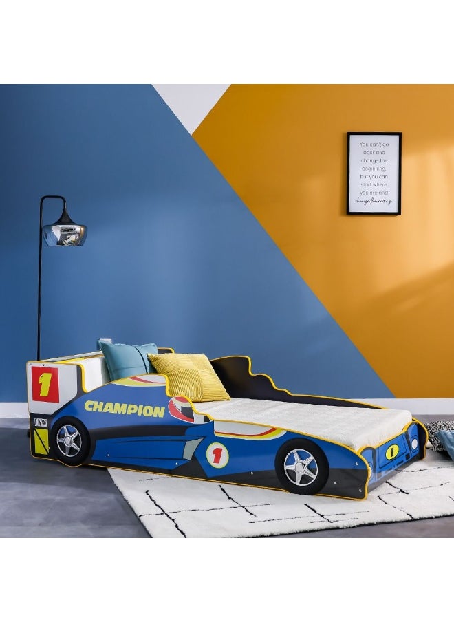 DANUBE HOME Ranger Champion 90X190 Car Bed – Kids Car-Shaped Bed for Boys & Girls – Comfortable and Stylish Children's Bed for Bedroom, Playroom, Ideal for Nursery Décor -Blue  - Image 1