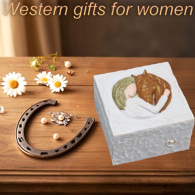AcowSpt Horse Gifts for Women, Horse Gifts for Girls, Western Gift for Women, Sculpted Hand-Painted Keepsake Box - Image 5